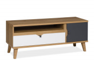 TV-Schrank auf Beinen weiß schwarz goldene Eiche