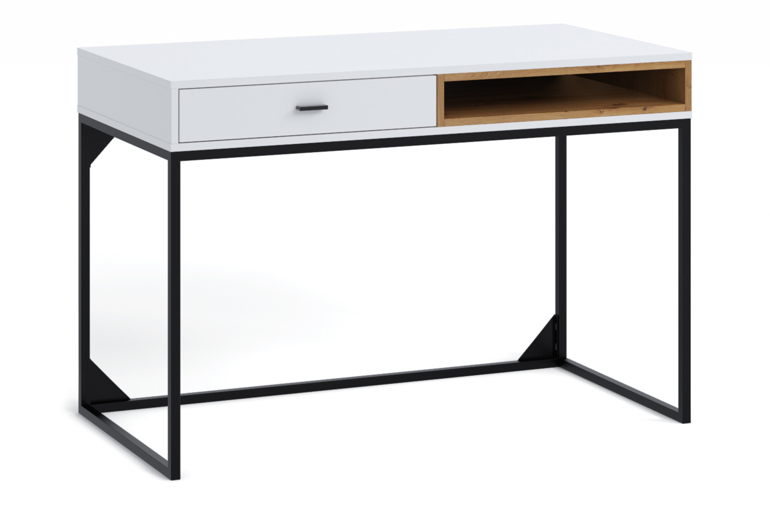 Schreibtisch modernistisch weiß mit Regal und Schublade