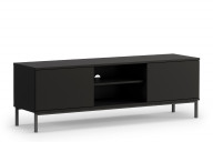 TV-Schrank schwarz auf kleinen Beinen mit Einlegeböden