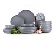 Modernes Tafelservice 6-Personen-Set 24-teilig grau