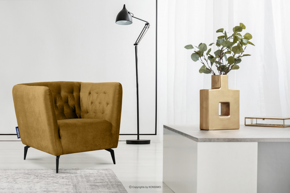 CORDI Eleganter gesteppter Sessel mit Beinen honigfarben honig - Foto 8
