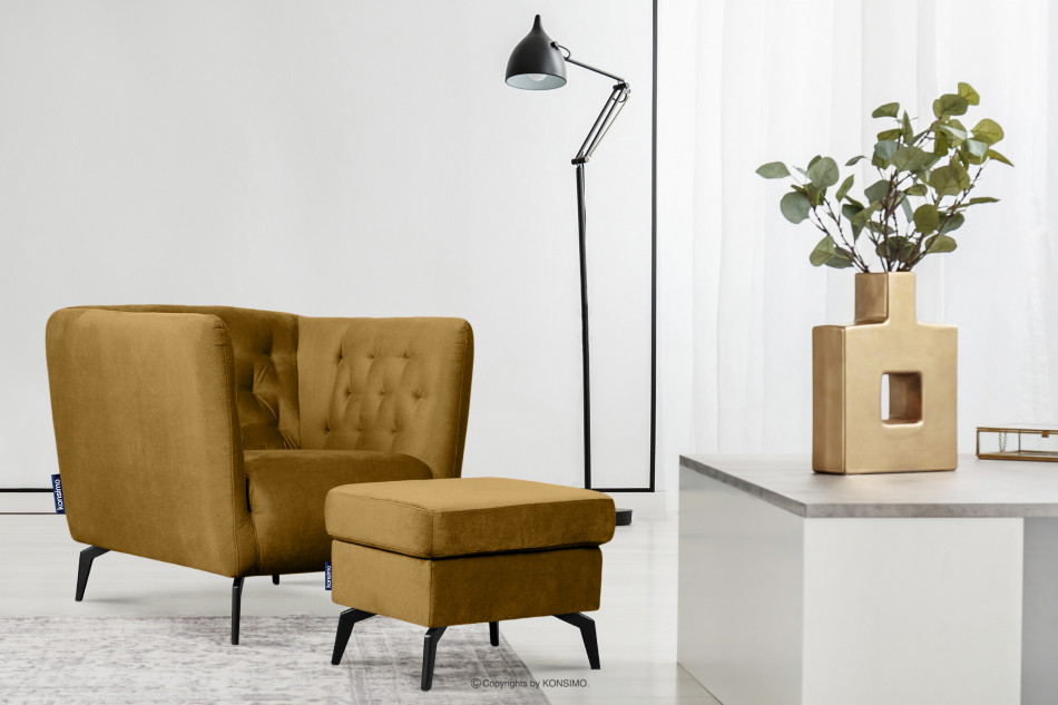 CORDI Eleganter gesteppter Sessel mit Beinen honigfarben honig - Foto 1
