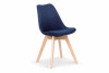 Skandinavischer Polsterstuhl Holzbeine navy blau