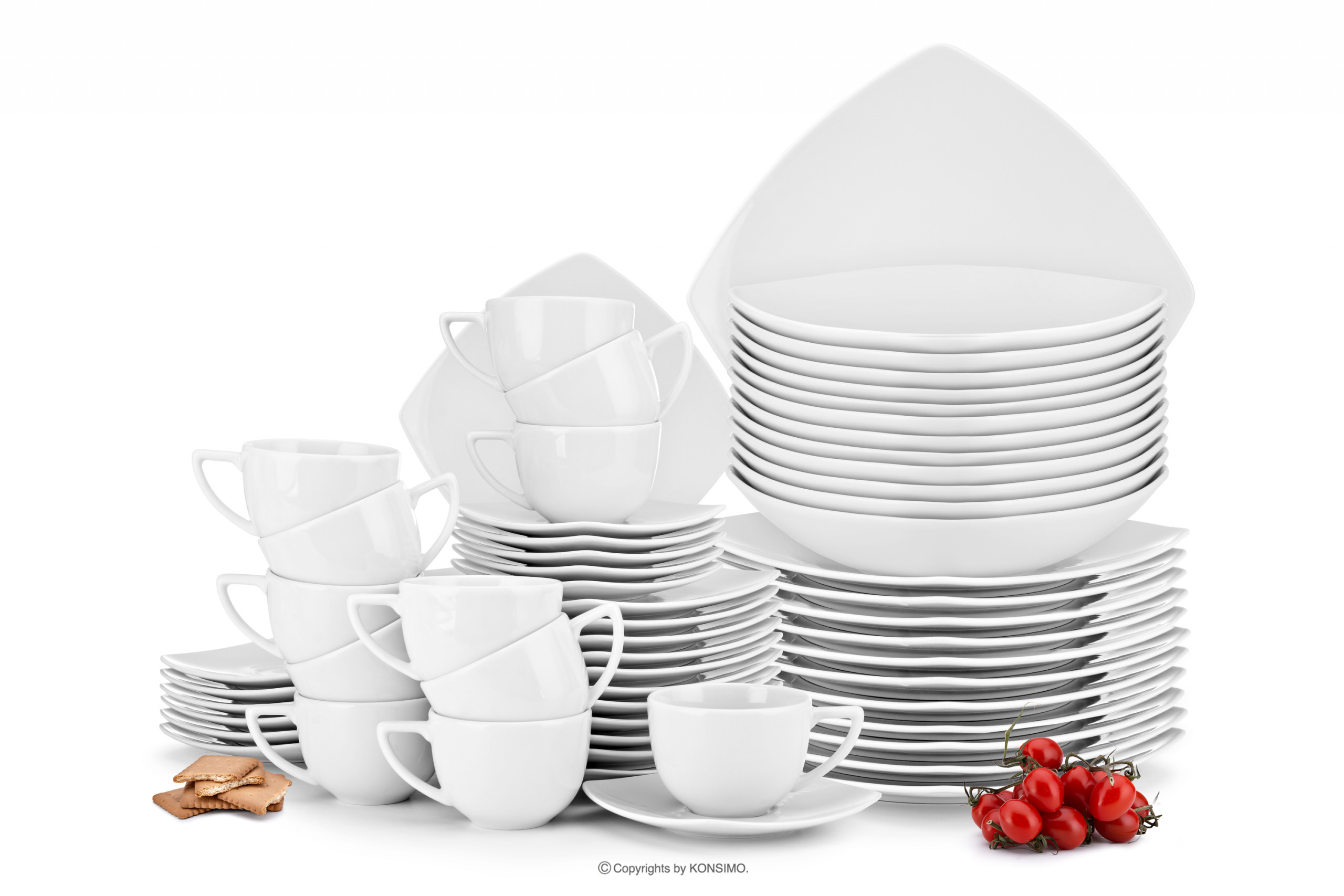 Tafel- und Kaffeeservice für 12 Personen 60 Elemente weiß