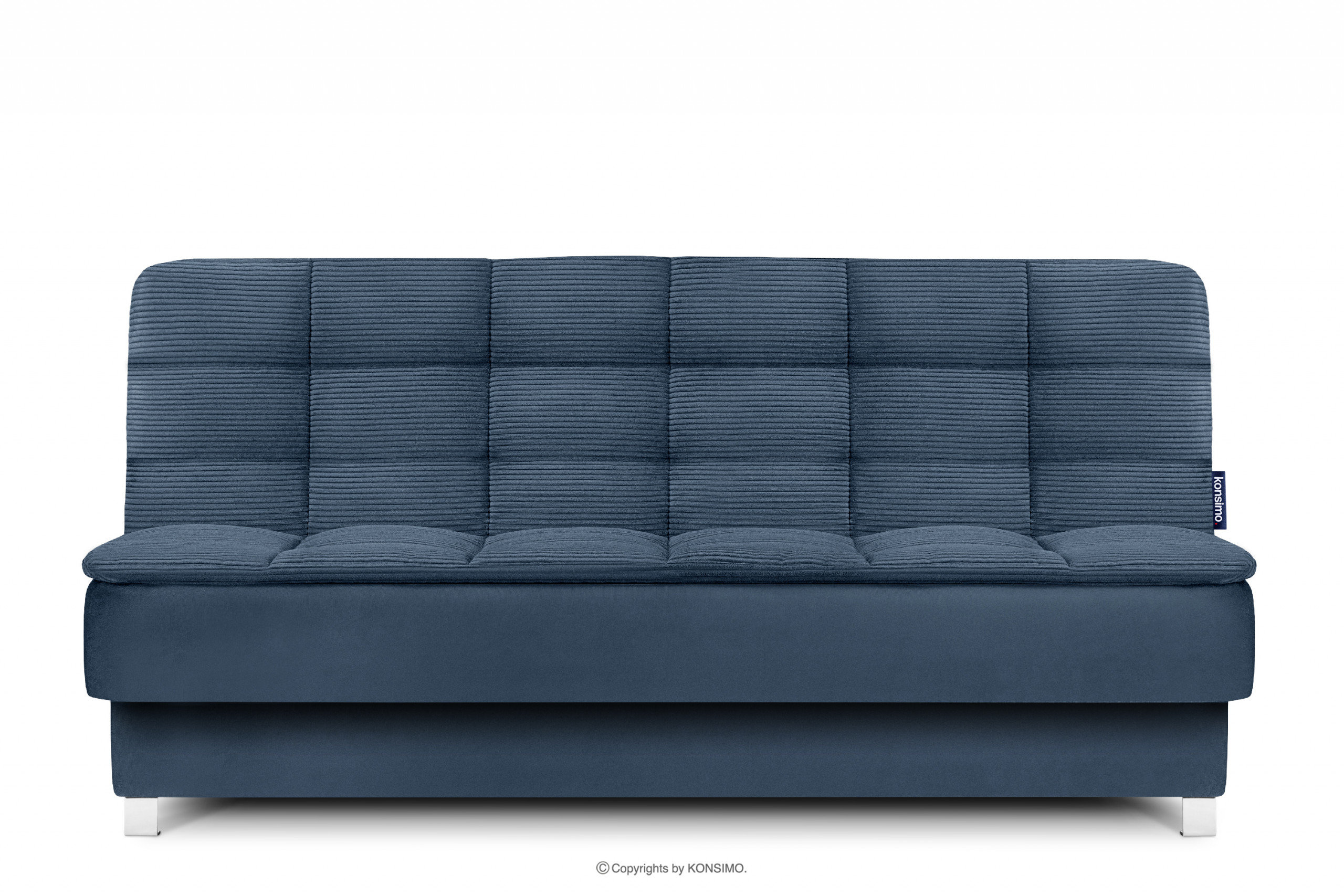 Weiche ausziehbare Schlafcouch mit Topper blau BORUS