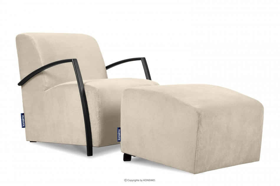 CARO Cremefarbener Moderner Sessel mit Armlehne creme - Foto 4