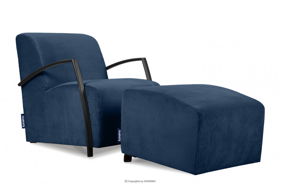 CARO Marineblauer Moderner Sessel mit Armlehne marineblau - Foto 4