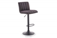 Eleganter Hocker mit Rückenlehne aus Dunkelgrauem Öko-Leder