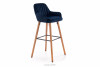 ROSTE Skandinavische gepolsterte Hocker navy blau marineblau/walnuss - Foto 1