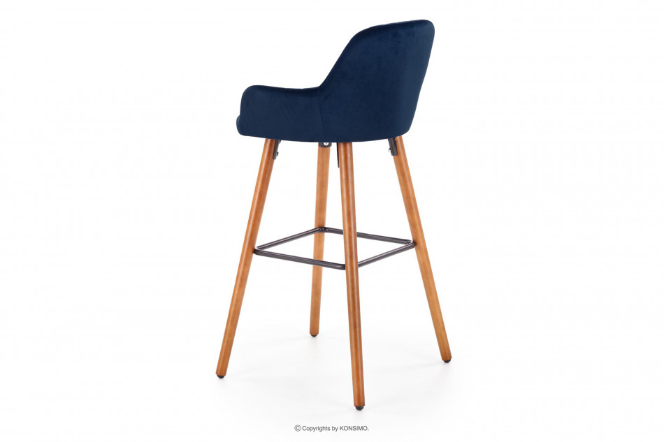 ROSTE Skandinavische gepolsterte Hocker navy blau marineblau/walnuss - Foto 3