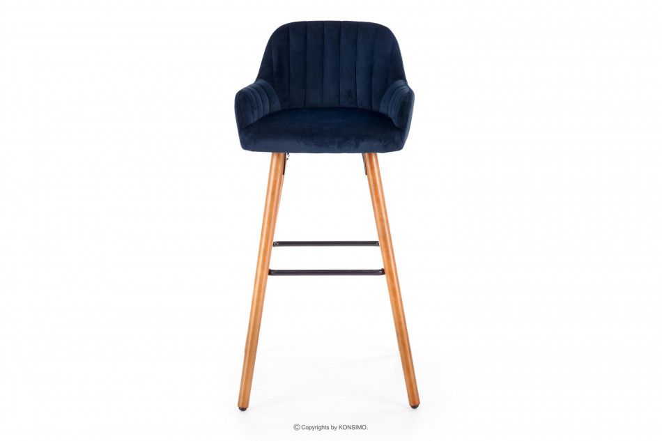 ROSTE Skandinavische gepolsterte Hocker navy blau marineblau/walnuss - Foto 1