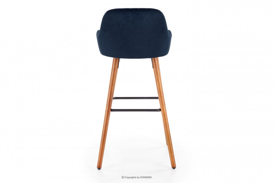 ROSTE Skandinavische gepolsterte Hocker navy blau marineblau/walnuss - Foto 4