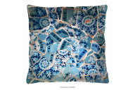 Zierkissen mit Steppmuster blau