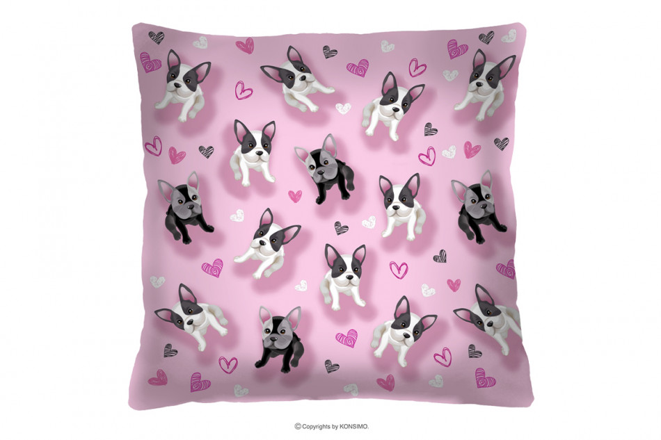 PAFIA Kissen für Mädchen rosa mit Hunden rosa/weiß/grau - Foto