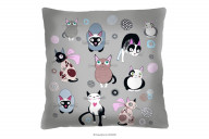 Graues Kissen in Katzen 40x40