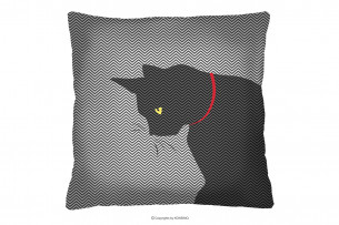 ATTELA, https://konsimo.de/kollektion/attela/ Jugendkissen mit einer Katze dunkelgrau/hellgrau/rot - Foto