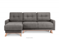 Ausziehbare Eckcouch für das Wohnzimmer mit Stauraum für Bettwäsche - Grau (links)