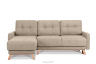 Ausziehbare Eckcouch für das Wohnzimmer mit Stauraum für Bettwäsche - Beige (links)
