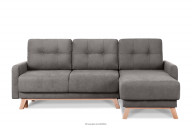 Ausziehbare Eckcouch für das Wohnzimmer mit Stauraum für Bettwäsche - Grau (rechts)
