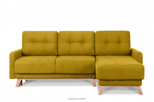 VISNA, https://konsimo.de/kollektion/visna/ Ausziehbare Eckcouch für das Wohnzimmer mit Stauraum für Bettwäsche - Gelb (rechts) gelb - Foto