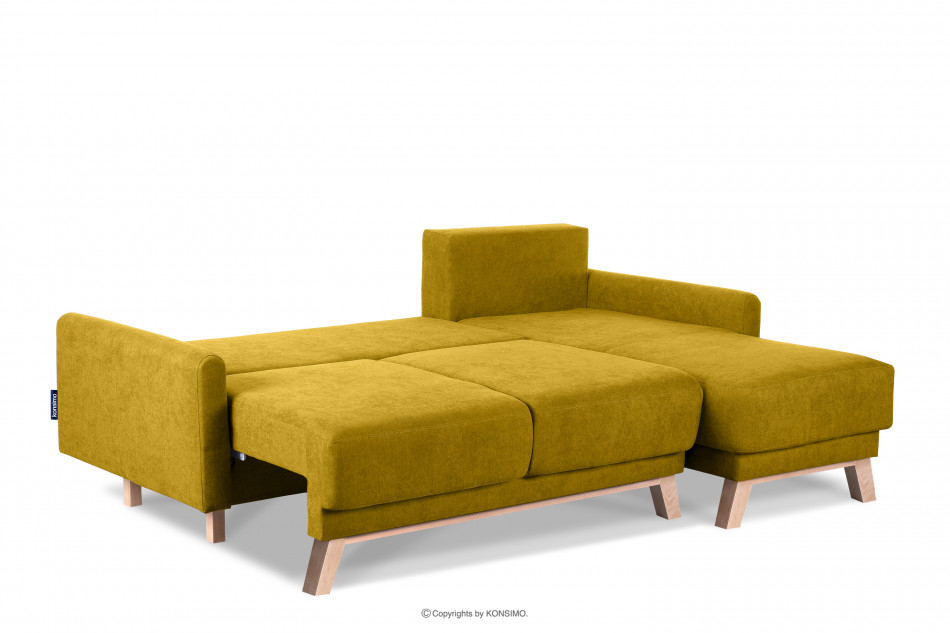 VISNA Ausziehbare Eckcouch für das Wohnzimmer mit Stauraum für Bettwäsche - Gelb (rechts) gelb - Foto 5