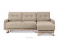 Ausziehbare Eckcouch für das Wohnzimmer mit Stauraum für Bettwäsche - Beige (rechts)