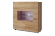 Moderner Schrank mit Vitrine beleuchtet Eiche gold