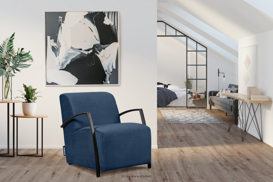 CARO Marineblauer Sessel mit Armlehne marineblau - Foto 7