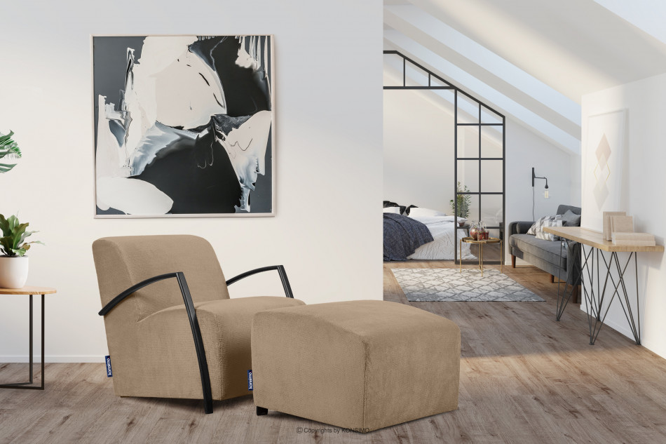 CARO Beiger Moderner Sessel mit Armlehne beige - Foto 1