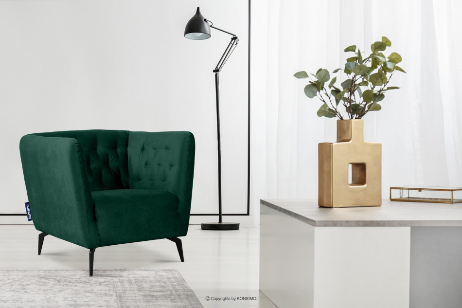 CORDI Eleganter gesteppter Sessel mit Beinen dunkelgrün dunkelgrün - Foto 7