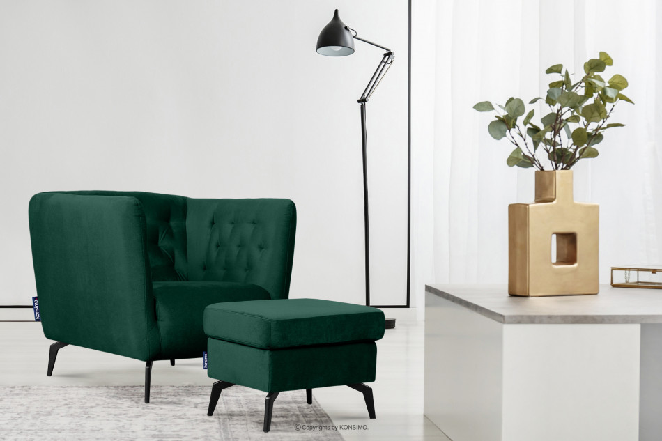 CORDI Eleganter gesteppter Sessel mit Beinen dunkelgrün dunkelgrün - Foto 1