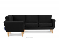 Schwarzes skandinavisches Ecksofa links