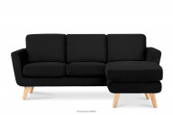 Schwarzes skandinavisches Ecksofa mit Pouffe / Ottomane rechts