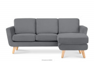 Graues skandinavisches Ecksofa mit Pouffe / Ottomane rechts