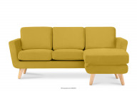 Gelbes skandinavisches Ecksofa mit Pouffe / Ottomane rechts
