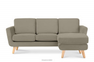 Beigefarbenes skandinavisches Ecksofa mit Pouffe / Ottomane rechts
