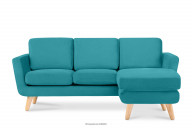 Türkisfarbenes skandinavisches Ecksofa mit Pouffe/ Ottomane rechts