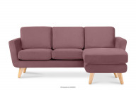 Rosa skandinavisches Ecksofa mit Pouffe / Ottomane rechts