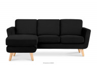 Schwarzes skandinavisches Ecksofa mit Pouffe / Ottomane links
