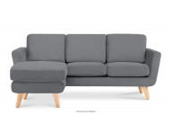 Graues skandinavisches Ecksofa mit Pouffe / Ottomane links