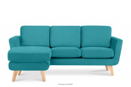 Türkisfarbenes skandinavisches Ecksofa mit Pouffe / Ottomane links