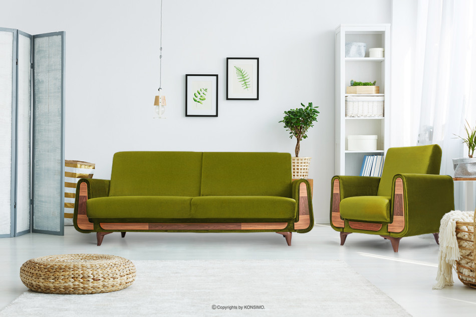 GUSTAVO Olivgrüner Samtsessel für das Wohnzimmer olive - Foto 1