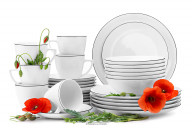Kaffeegeschirr für 6 Personen Porzellan Black Rim (30 Stck.)