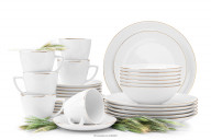 Speise- und Kaffeeset für 6 Personen aus Porzellan Gold Line (30 -teilig.)