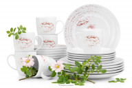 Speise- und Kaffeeset für 6 Personen Porzellan Peony (24 Teile)