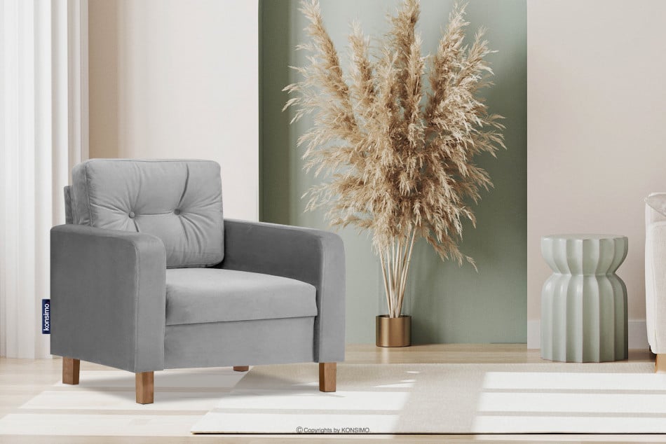 ERISO Grauer Velours-Sessel für das Wohnzimmer grau - Foto 1