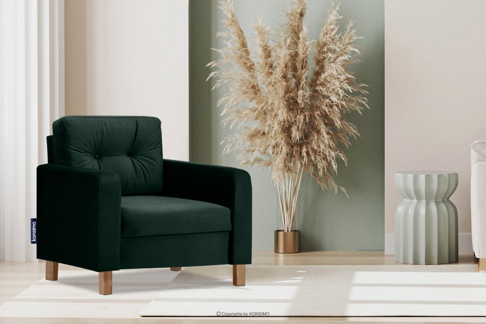 ERISO Flaschengrüner Samt-Sessel für das Wohnzimmer dunkelgrün - Foto 1