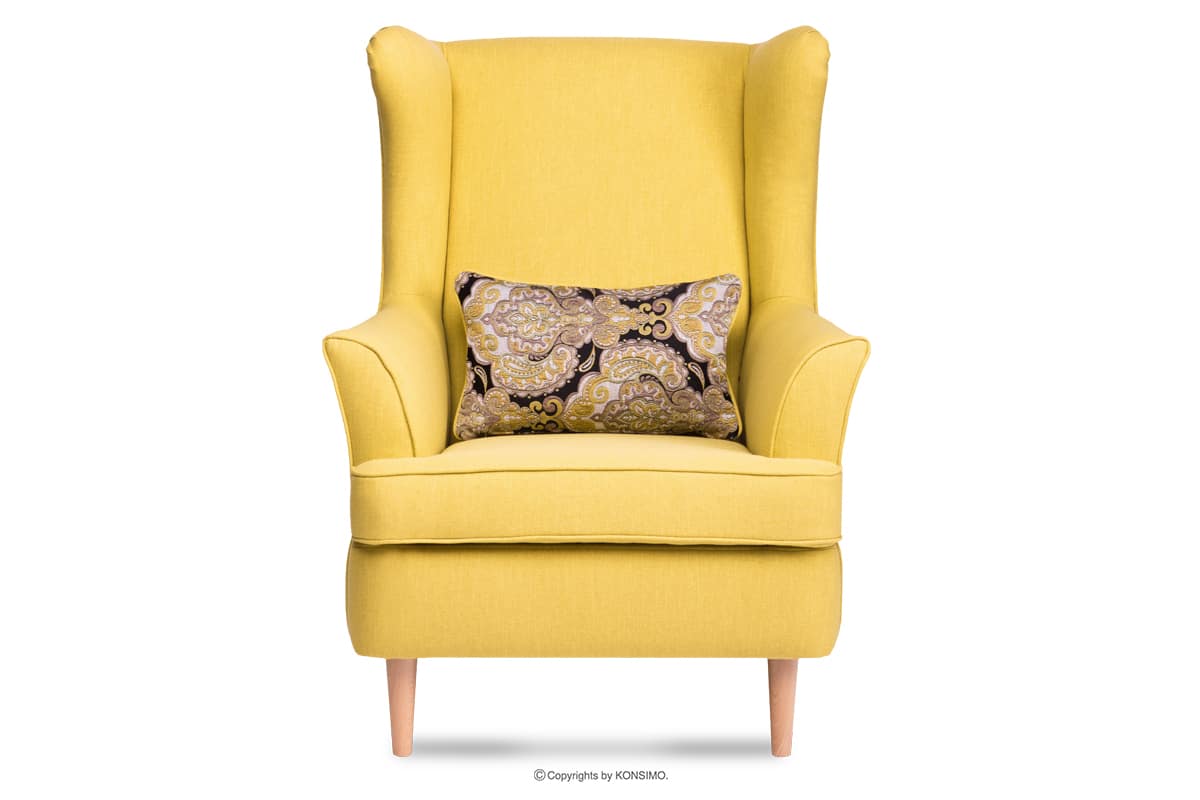 Skandinavischer Sessel gelb auf Beinen