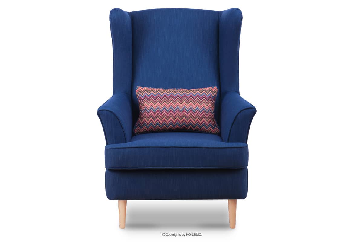 Skandinavischer Sessel dunkelblau auf Beinen