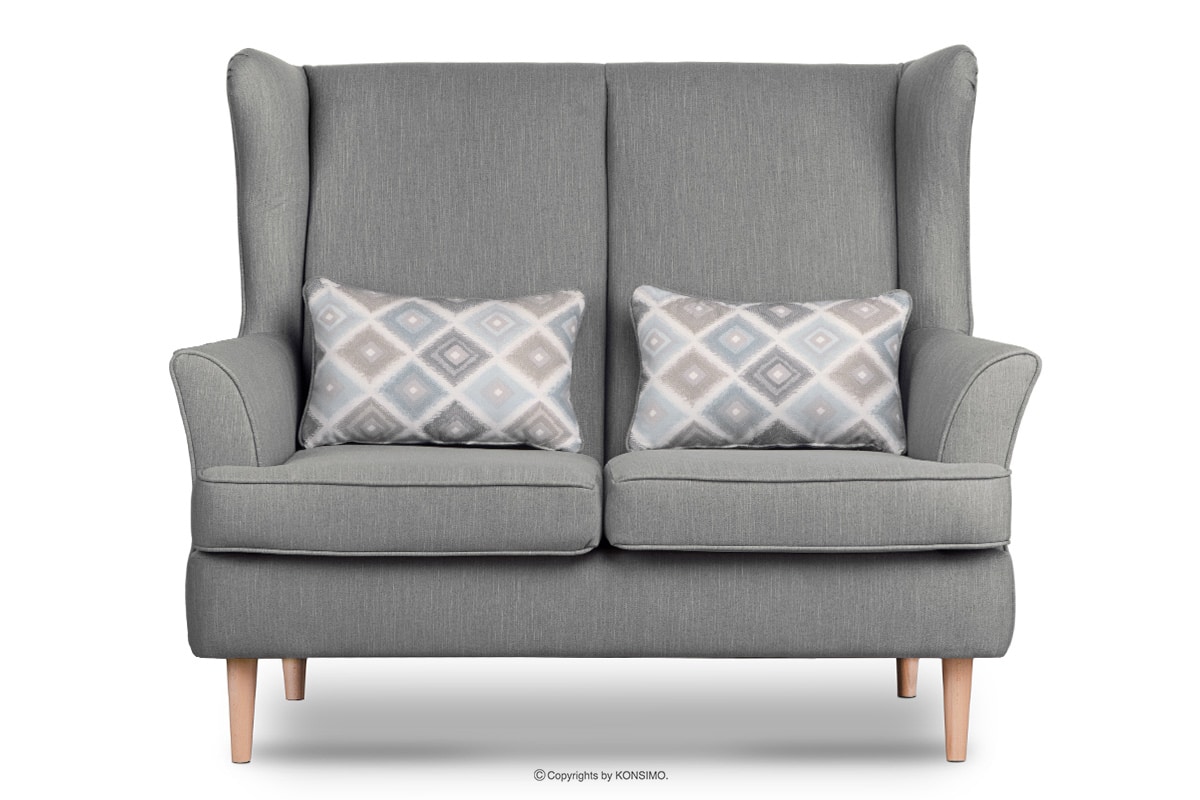 Skandinavisches Zweisitzer-Sofa grau auf Beinen